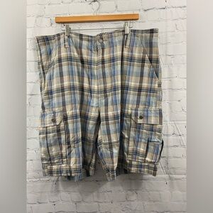 Levi's Blue Plaid Cargo Flat Front Shorts Men's Big & Tall Size 42